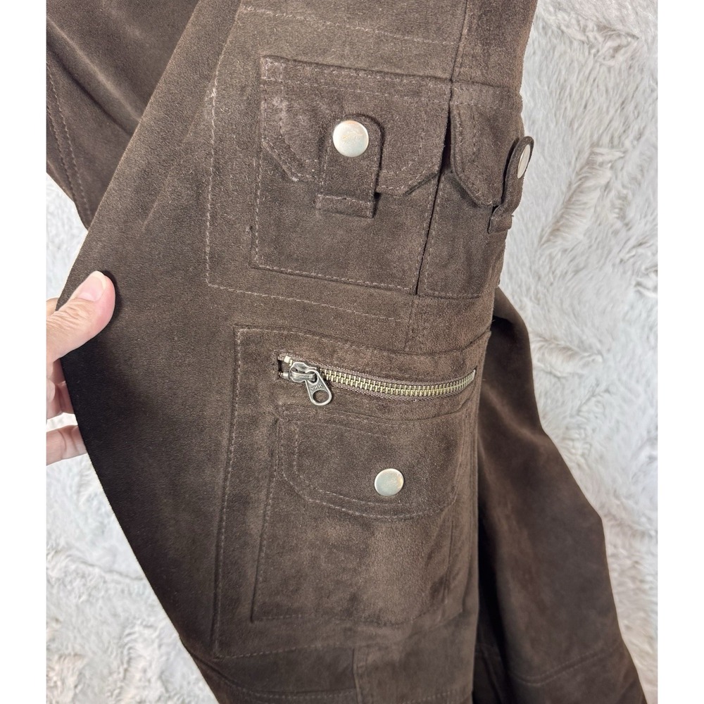 Sundance Pants Women's 6 Genuine Leather‎ Cargo Brown Zippers Pockets Biker Moto - Picture 13 of 16